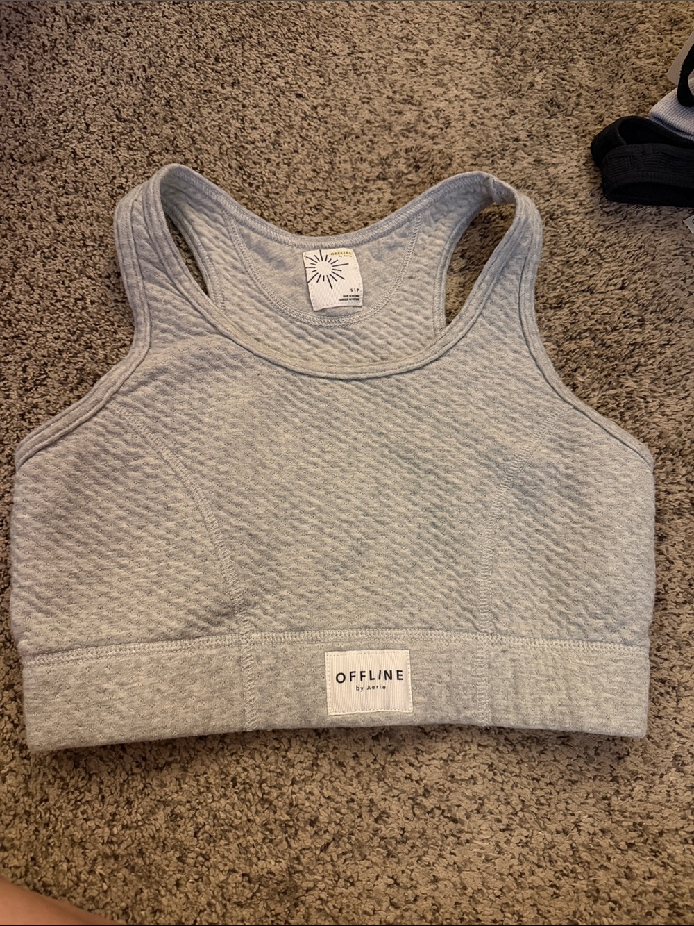 aerie Heather Gray Quilted Racerback Sports Bra